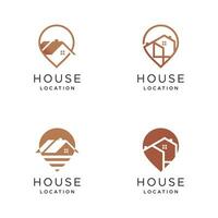 huis plaats logo vector ontwerp illustratie met modern pin concept