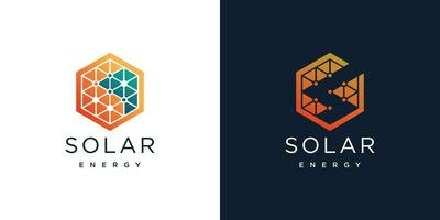 zonne- energie logo vector ontwerp illustratie met creatief element concept