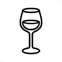 wijn glas vector zwart en wit icoon. alcohol in een glas. schets illustratie voor de ontwerp van bars, restaurants, winkels.