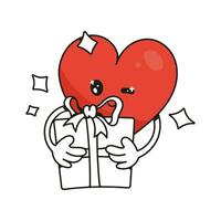 rood hart. schattig grappig tekenfilm karakter. reeks van stickers. vlak vector illustratie voor februari 14e. gelukkig Valentijnsdag dag concept. romantisch talisman.