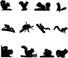 reeks van mooi eekhoorn silhouet ontwerp vector
