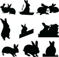 reeks van konijn silhouet ontwerp Aan een wit achtergrond vector