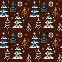 Kerstmis boom Aan de bruin achtergrond. winter Woud. naadloos patroon. vector