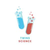 Tweelingen labs test buis voorwerp laboratorium gemakkelijk wetenschap logo, overwegen incorporeren een gestileerd, schoon en minimalistische ontwerp vector