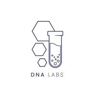 dna laboratoria, hexa labs test buis voorwerp laboratorium gemakkelijk wetenschap logo, overwegen incorporeren een gestileerd, schoon en minimalistische ontwerp vector