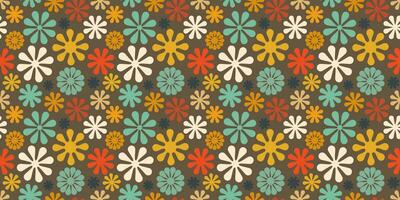 een retro stijl naadloos patroon met een hippie bloem esthetisch ontwerp, vector achtergrond. afdrukken oppervlakte voor textiel, inpakken, en webben.