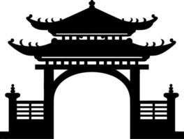Chinese poort icoon in de park zwart silhouet. ai gegenereerd illustratie. vector