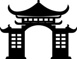 Chinese poort icoon in de park zwart silhouet. ai gegenereerd illustratie. vector