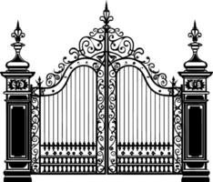poort of hek icoon ontwerp geïsoleerd Aan wit achtergrond. vector illustratie. ai gegenereerd illustratie.