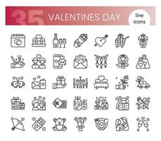 valentijnsdag dag pictogrammen bundel. dun schets pictogrammen stijl. vector illustratie