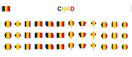 groot verzameling van Tsjaad vlaggen van divers vormen en Effecten. vector