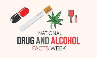 nationaal drug en alcohol feiten week. achtergrond, banier, kaart, poster, sjabloon. vector illustratie.