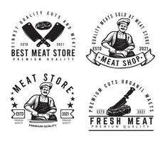 3 slager winkel embleem. wijnoogst schetsen vector illustratie en logo.