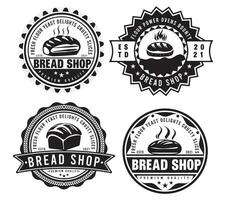 bakkerij winkel embleem set. zoet bakkerij insigne etiket en wijnoogst logo, vector
