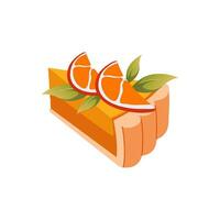 stuk van citrus kwarktaart met oranje plakjes. verjaardag en verjaardag verjaardag taart. heerlijk nagerecht. vector illustratie voor de ontwerp van uw menu, website pictogrammen, en logo's.