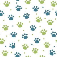 naadloos patroon van dieren poot prints Aan wit achtergrond. groen en blauw kleuren. vector