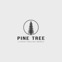pijnboom boom logo wijnoogst vector gemakkelijk minimalistische illustratie sjabloon icoon grafisch ontwerp