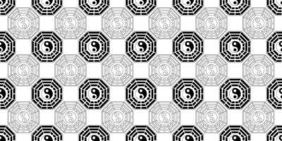 zwart wit bagua naadloos patroon vector
