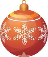 sneeuwvlok snuisterij icoon in gouden en oranje kleur, glanzend vlak illustratie van decoratief Kerstmis bal vector