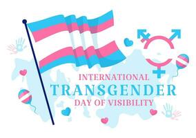 Internationale transgender dag van zichtbaarheid vector illustratie Aan maart 31 met transgenders trots vlaggen en symbool in viering vlak achtergrond