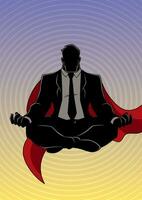 super zakenman mediteren achtergrond silhouet vector