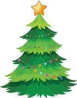 groen Kerstmis boom, touw snuisterij versierd Kerstmis boom kleurrijk icoon vector