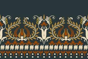 ikat bloemen paisley borduurwerk Aan zwart achtergrond.ikat etnisch oosters patroon traditioneel.azteken stijl abstract vector illustratie.ontwerp voor textuur, stof, kleding, verpakking, decoratie, sarong, sjaal