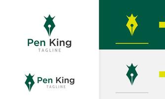 logo ontwerp icoon abstract meetkundig klassiek elegant pen silhouet met koning koningin prins hoofd kroon vector