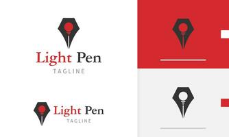 logo ontwerp icoon abstract meetkundig klassiek elegant pen silhouet met zonsopkomst zonsondergang zon licht vector