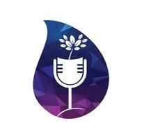 natuur podcast met blad logo ontwerp sjabloon vector