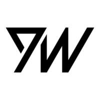 brief pw icoon logo ontwerp vector