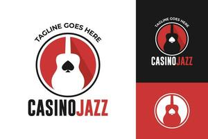 gitaar casino muziek- jazz- vector logo ontwerp