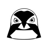 een zwart en wit pinguïn hoofd met een groot bek vector