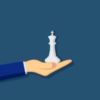 een bedrijf Mens met een schaak koning. strategie speculatie bedrijf concept. vector