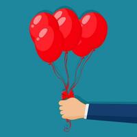 hand- Holding ballon. banier sjabloon voor feesten. vector illustratie vlak ontwerp