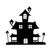silhouet een eng huis. achtervolgd huizen voor halloween. spookachtig huis. vector illustratie