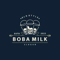 boba drinken logo, melk thee schattig boba parel gelei drinken bubbel vector gemakkelijk minimalistische ontwerp