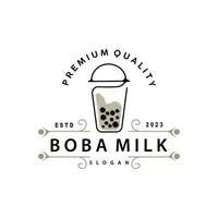 boba drinken logo, melk thee schattig boba parel gelei drinken bubbel vector gemakkelijk minimalistische ontwerp