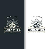 boba drinken logo, melk thee schattig boba parel gelei drinken bubbel vector gemakkelijk minimalistische ontwerp