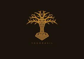 yggdrasil wijnoogst logo vector