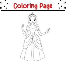 mooi prinses kleur bladzijde voor kinderen vector