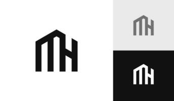 brief mh eerste met huis vorm logo ontwerp vector