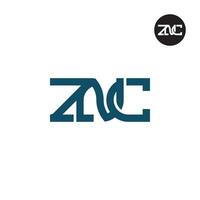 brief znc monogram logo ontwerp vector