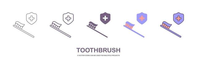tandenborstel met tandpasta icoon. borstel tand lijn en glyph versie, schets en gevulde vector teken. lineair en vol pictogram. symbool teken