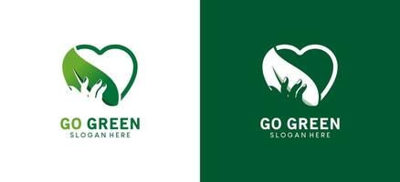 natuurlijk Gaan groen liefde logo creatief modern ontwerp sjabloon vector