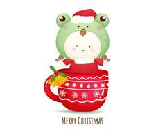 schattige baby santa voor vrolijke kerst illustratie set met verschillende poses premium vector