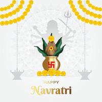 happy navratri, durga puja festival met godin durga en kalash vector