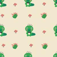 doodle stijl naadloze patroon met krokodillen en kleine vogels. vector