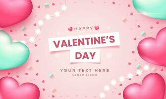 Valentijnsdag dag achtergrond met hart ballonnen vector