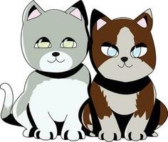 twee katten kittens vector illustratie tekening tekenfilm schattig